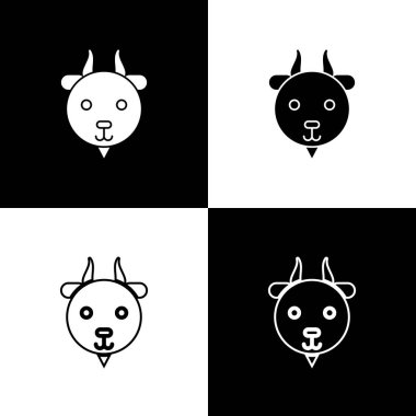 Koç burcu simgesini siyah beyaz arkaplanda izole et. Astrolojik yıldız falı koleksiyonu. Vektör İllüstrasyonu