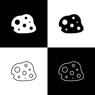 Asteroid simgesini siyah beyaz arkaplanda izole et. Vektör İllüstrasyonu