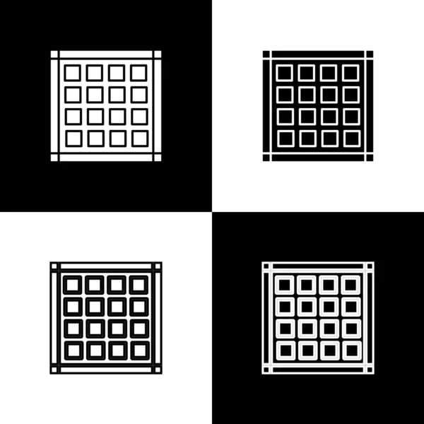 Definir ícone guardanapo Checkered isolado no fundo preto e branco. Ilustração vetorial — Vetor de Stock