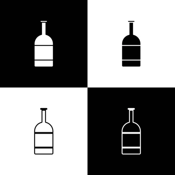 Zestaw ikona butelki piwa izolowane na czarno-białym tle. Ilustracja wektora — Wektor stockowy