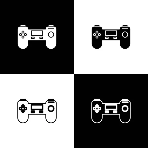 Establecer Gamepad icono aislado sobre fondo blanco y negro. Controlador de juego. Ilustración vectorial — Archivo Imágenes Vectoriales