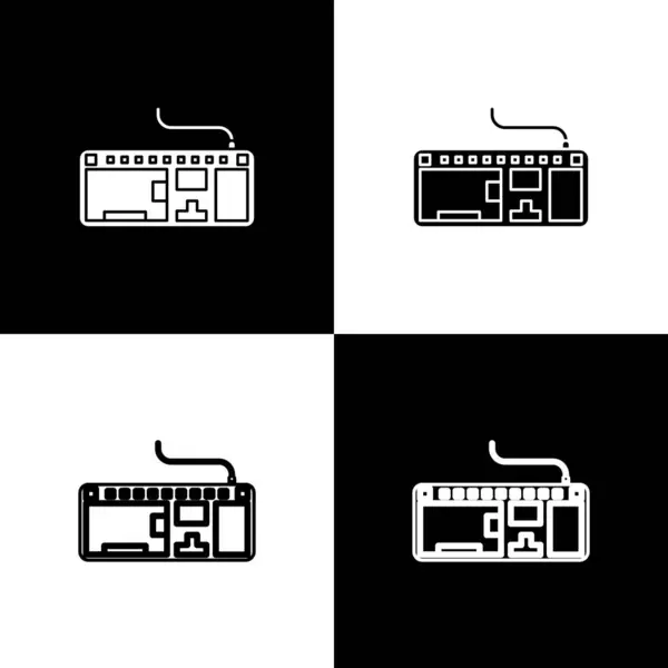 Definir ícone teclado do computador isolado no fundo preto e branco. Assinatura do componente do PC. Ilustração vetorial —  Vetores de Stock