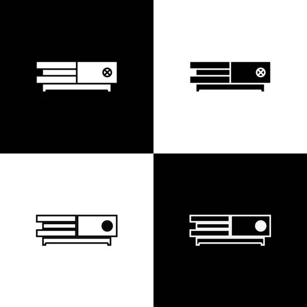 Impostare l'icona della console di gioco isolato su sfondo bianco e nero. Illustrazione vettoriale — Vettoriale Stock