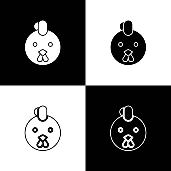 Set Signo del zodíaco de Rooster aislado sobre fondo blanco y negro. Colección de horóscopos astrológicos. Ilustración vectorial — Vector de stock