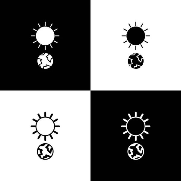 Definir ícone de solstício isolado no fundo preto e branco. Ilustração vetorial — Vetor de Stock