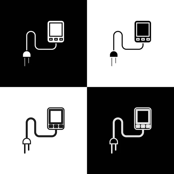 Set Sensor icon isolated on black and white background. Vector Illustration — 스톡 벡터