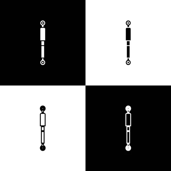 Set Stoßdämpfer Symbol isoliert auf schwarz-weißem Hintergrund. Vektorillustration — Stockvektor