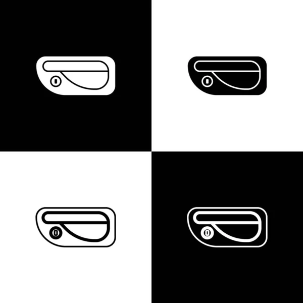Установить иконку дверной ручки автомобиля на черно-белом фоне. Векторная миграция — стоковый вектор