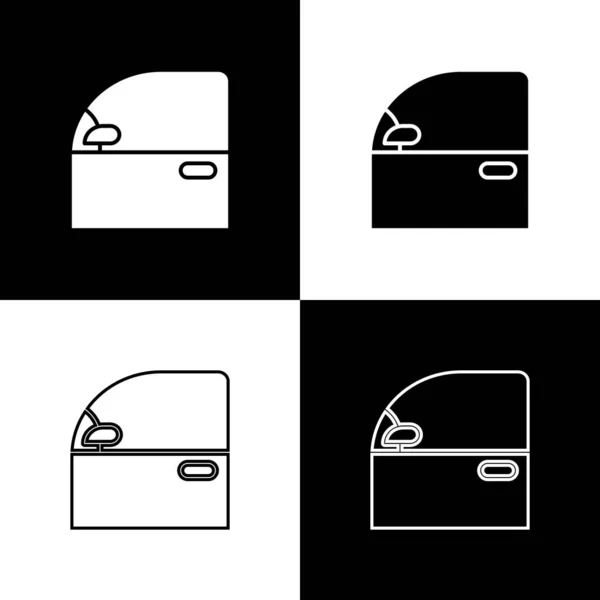 Set Icono de puerta de coche aislado sobre fondo blanco y negro. Ilustración vectorial — Archivo Imágenes Vectoriales