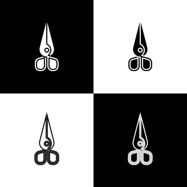 Set Scissors icon isolated on black and white background. Cutting tool sign. Vector Illustration — Stock Vector