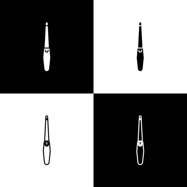 Defina o ícone de arquivo de unha isolado no fundo preto e branco. Ferramenta de manicure. Ilustração vetorial — Vetor de Stock