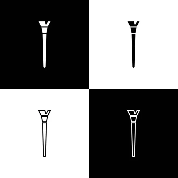 Stel make-up borstel pictogram geïsoleerd op zwart-wit achtergrond. Vector Illustratie — Stockvector