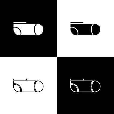 Spor çorapları simgesini siyah beyaz arkaplanda izole et. Vektör İllüstrasyonu