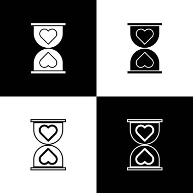Set Heart in the center old hourglass icon isolated on black and white background. Valentines day. Vector Illustration vector Set Heart in the center old hourglass icon isolated on black and white background. Valentines day. Vector Illustration vector