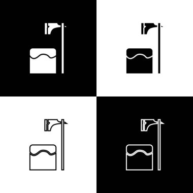 İnfaz baltasını siyah ve beyaz arkaplanda izole edilmiş ağaç bloğu simgesine yerleştir. Cellat, işkenceci, cellat, işkenceci, kasap, cellat. Vektör İllüstrasyonu