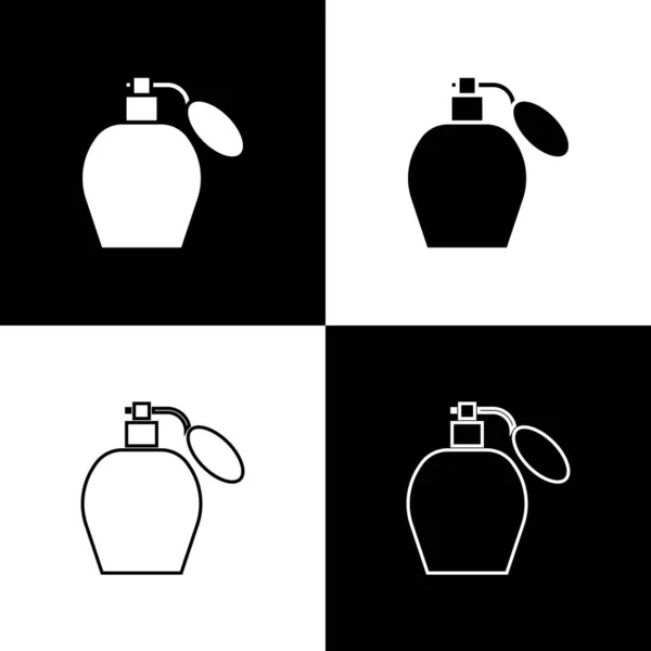 Set icône de parfum isolé sur fond noir et blanc. Illustration vectorielle — Image vectorielle