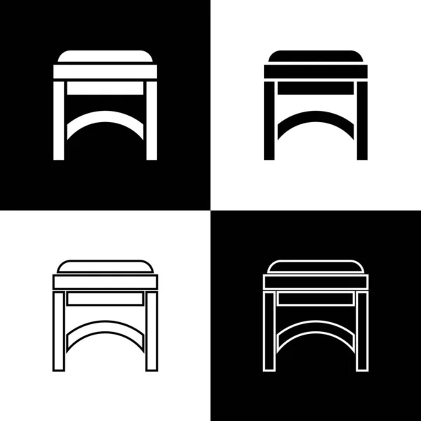 Set icône chaise isolé sur fond noir et blanc. Illustration vectorielle — Image vectorielle