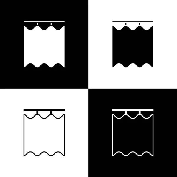 Set Icono de cortinas aislado sobre fondo blanco y negro. Ilustración vectorial — Archivo Imágenes Vectoriales