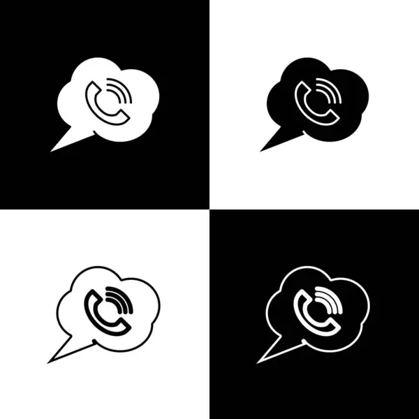 Set Speech bubble with phone call icon isolated on black and white background. Vector Illustration — Stock Vector