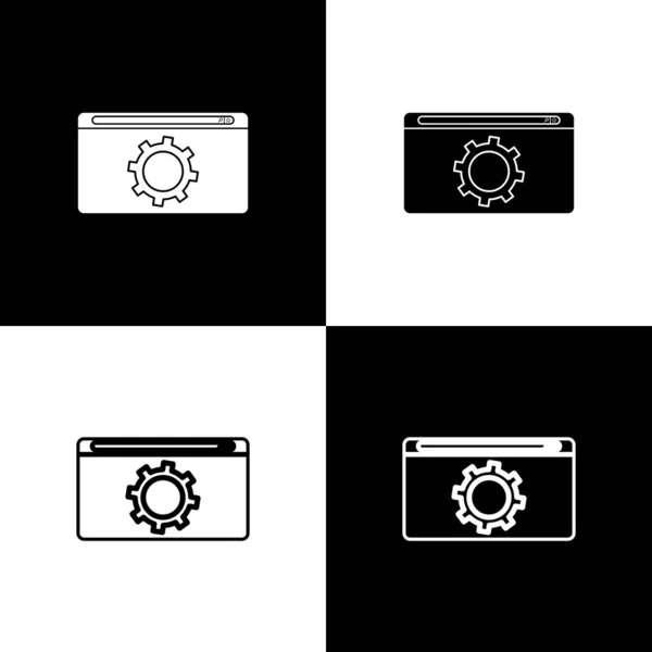 Set Setting icon isolated on black and white background. Adjusting, service, maintenance, repair, fixing. Vector Illustration — 스톡 벡터