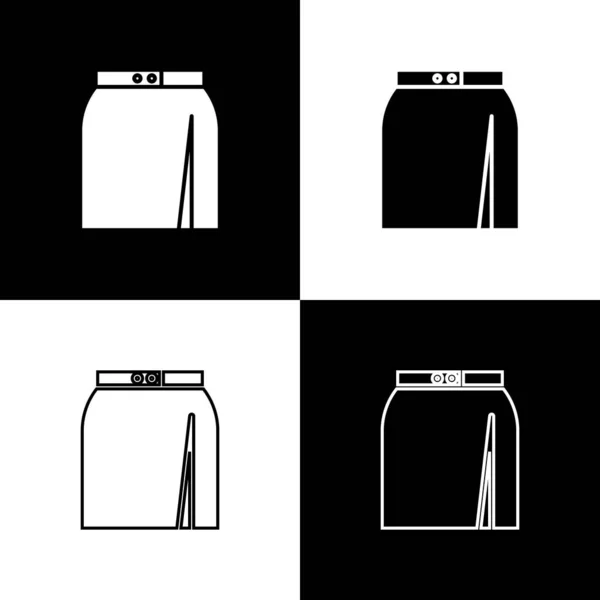 Set Icono de falda aislado sobre fondo blanco y negro. Ilustración vectorial — Archivo Imágenes Vectoriales