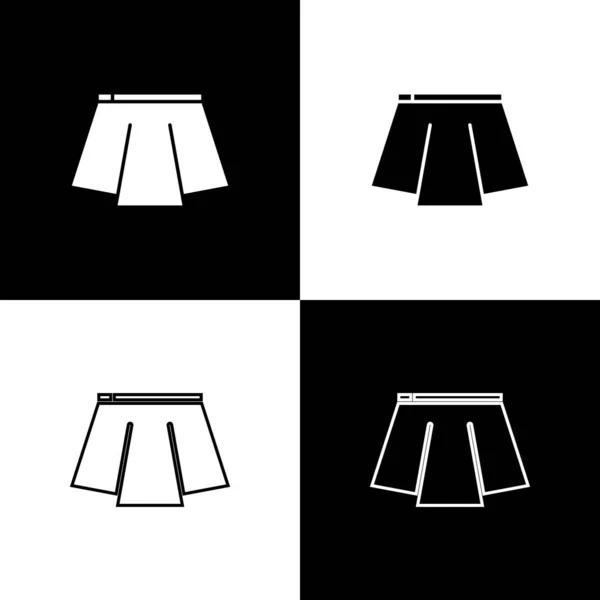 Set Skirt icon isolated on black and white background. Vector Illustration — Stock Vector