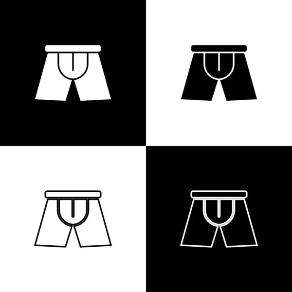 Set Men Underpants icon isolated on black and white background. Мужское нижнее белье. Векторная миграция — стоковый вектор