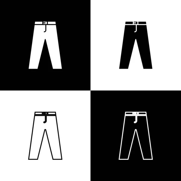 Set Hosen-Symbol isoliert auf schwarz-weißem Hintergrund. Vektorillustration — Stockvektor