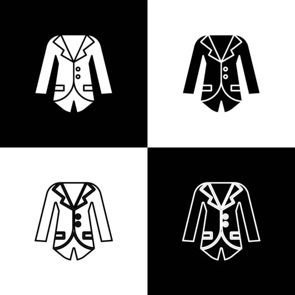 Set Blazer o icono de chaqueta aislado sobre fondo blanco y negro. Ilustración vectorial — Vector de stock