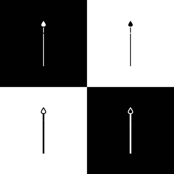 Definir ícone de lança medieval isolado no fundo preto e branco. Arma medieval. Ilustração vetorial — Vetor de Stock