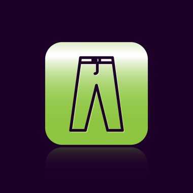 Siyah çizgili pantolon simgesi siyah arkaplanda izole edildi. Yeşil kare düğmesi. Vektör İllüstrasyonu