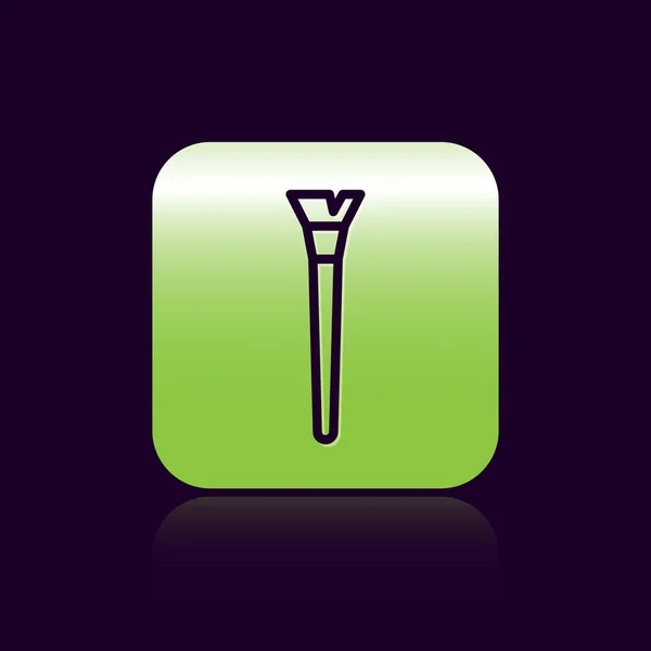 Black line Makeup brush icon isolated on black background. Green square button. Vector Illustration — ストックベクタ