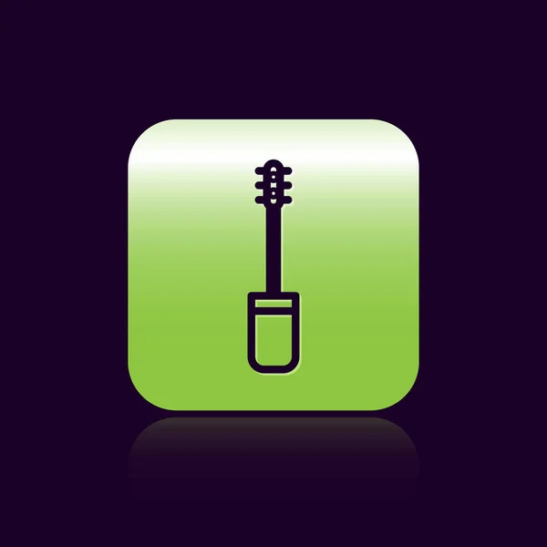 Black line Mascara brush icon isolated on black background. Green square button. Vector Illustration — ストックベクタ