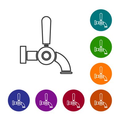 Gri çizgi bira ikonu beyaz arka planda izole edildi. Simgeleri renk daire düğmelerine ayarla. Vektör İllüstrasyonu