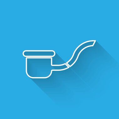 Duman ikonlu sigara piposu uzun gölgeli, beyaz çizgi. Tütün piposu. Vektör İllüstrasyonu