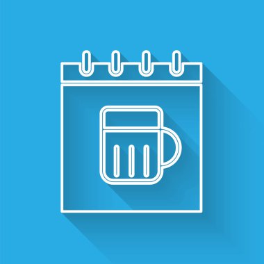 Uzun gölgeli takvim ikonu ile beyaz çizgi Aziz Patrick Günü. Dört yapraklı yonca sembolü. Tarih 17 Mart. Vektör İllüstrasyonu