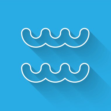 Beyaz çizgi Kova burcu burcu simgesi uzun gölgeli. Astrolojik yıldız falı koleksiyonu. Vektör İllüstrasyonu