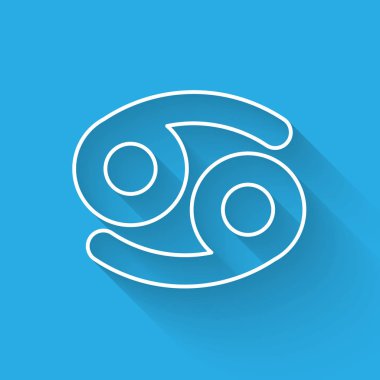 Uzun gölgeli beyaz çizgi Kanser burcu simgesi. Astrolojik yıldız falı koleksiyonu. Vektör İllüstrasyonu