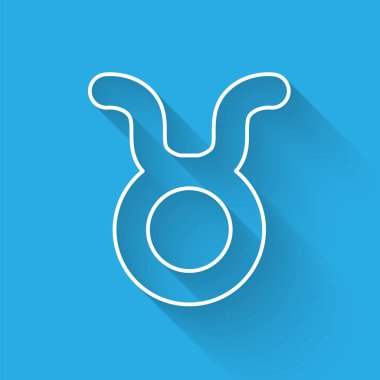 Beyaz çizgi Taurus burç simgesi uzun gölgeli izole edilmiş. Astrolojik yıldız falı koleksiyonu. Vektör İllüstrasyonu