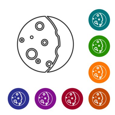 Güneş tutulmasının gri çizgisi beyaz arka planda izole edilmiş. Tam sonar tutulması. Simgeleri renk daire düğmelerine ayarla. Vektör İllüstrasyonu