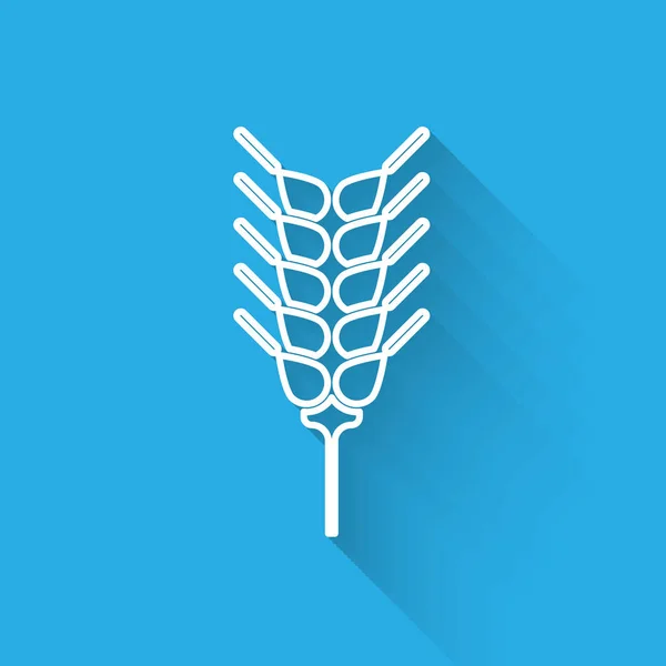 Біла лінія Зернові набори з рисом, пшеницею, кукурудзою, вівсом, житом, ячменем ізольовані з довгою тінь. Вуха символів пшеничного хліба. Векторна ілюстрація — стоковий вектор