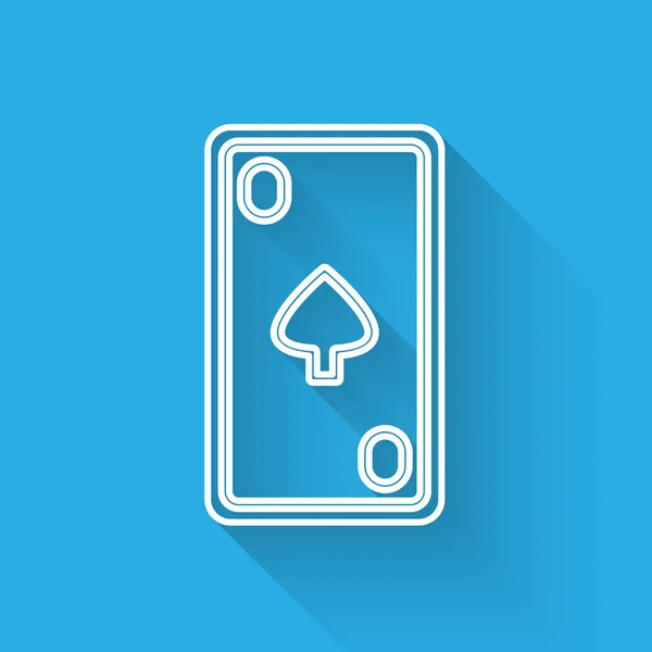 Weiße Linie Spielkarte mit Diamanten Symbol Symbol isoliert mit langem Schatten. Casino-Glücksspiel. Vektorillustration — Stockvektor