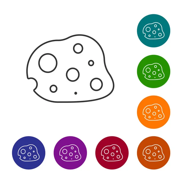 Graue Linie Asteroidensymbol isoliert auf weißem Hintergrund. setzen Sie Symbole in Farbkreis-Buttons. Vektorillustration — Stockvektor
