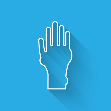 Sedef hastalığı ya da egzama ikonu olan beyaz çizgili El uzun gölgeli. Alerjene veya kronik vücut sorununa karşı insan derisi tepkisi kavramı. Vektör İllüstrasyonu