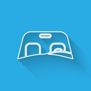 Beyaz çizgili araba ön cam ikonu uzun gölgeli izole edilmiş. Vektör İllüstrasyonu