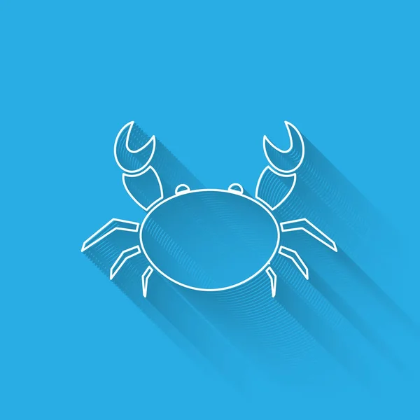 Ícone de caranguejo linha branca isolado com sombra longa. Ilustração vetorial —  Vetores de Stock