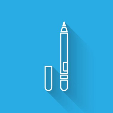 Beyaz çizgili göz kalemi, uzun gölgeli kaş ikonu. Gözler için kalem. Vektör İllüstrasyonu