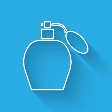 Uzun gölgeli beyaz çizgi parfüm ikonu. Vektör İllüstrasyonu