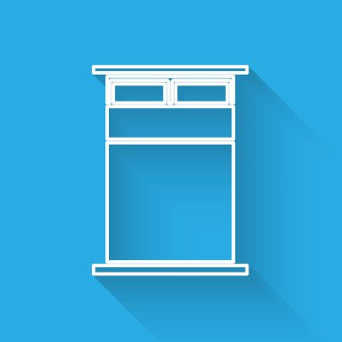 Beyaz çizgi. Uzun gölgeli iki ya da bir kişilik büyük yatak. Vektör İllüstrasyonu