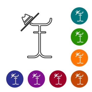 Beyaz arka planda gri çizgi kürkü simgesi izole edildi. Simgeleri renk daire düğmelerine ayarla. Vektör İllüstrasyonu